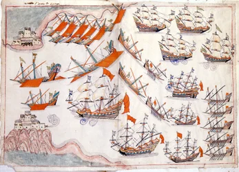Krieg zwischen Venedig und dem Osmanischen Reich: Schlacht an den Dardanellen, in der der venezianische Kapitän Lorenzo Marcello 1655 den Sieg errang