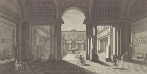 Ansicht des Innenhofs des Museo Pio-Clementino, ca. 1790-1827