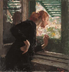 Dame am Fenster