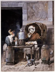 Kaffeehändler auf der Straße - von Adam, um 1850
