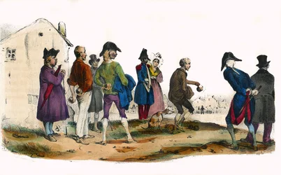 Martin, der Ballspieler. In „Album Grotesque, Auswahl herausragender Typen“, Illustrationen von Victor Adam, Paris, um 1850.