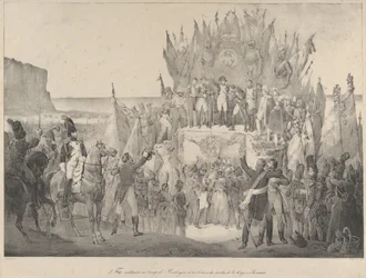 Militärfest in Boulogne mit Napoleon, der Sterne der Ehrenlegion verteilt