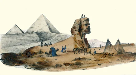 Der französische Oberst in Ägypten. in „Album Grotesque, Auswahl bemerkenswerter Typen“, Illustrationen von Victor Adam, Paris, um 1850.