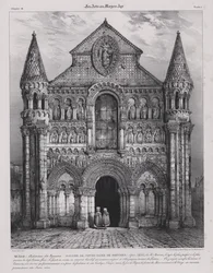 Romanische Fassade der Kirche Notre Dame la Grande, Poitiers, Frankreich