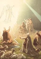 Hirten, die ihre Schafe hüten