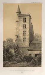 Architektur Pittoresque oder Denkmäler des 15. und 16. Jahrhunderts: Schlösser Frankreichs des 15. und 16. Jahrhunderts: Pl. 44, Turm des Priorats von St. Nicolas-Au-Bois (Aisne)