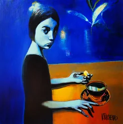 Nachdenkliche Frau beim Grübeln