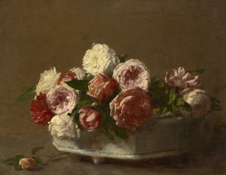 Rosen in einem Porzellanpflanzer, ca. 1875?-1900