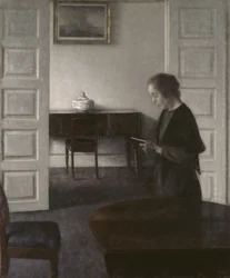 Interieur mit einer lesenden Dame