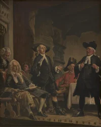 Holberg beobachtet eine Probe von Erasmus Montanus