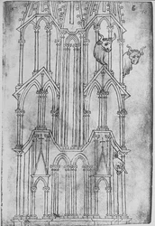 Erhebung des Turms der Kathedrale von Laon