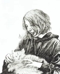 Mädchen und Katze, 2022