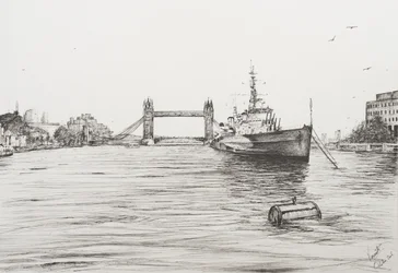 HMS Belfast auf der Themse, London, 2006