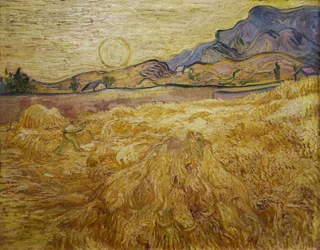 Weizenfeld mit Schnitter und Sonne, 1889