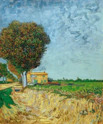 Allee bei Arles mit Häusern