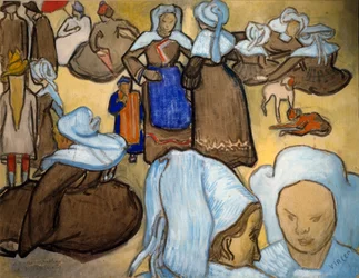Bretonische Frauen. Aquarell von Vincent Van Gogh (1853-1890)