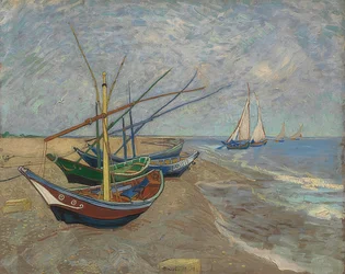 Fischerboote am Strand von Les Saintes-Maries-de-la-Mer. Arles, Juni 1888