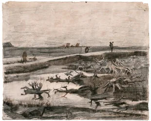 Landschaft mit Moorstämmen (Feldarbeiten)