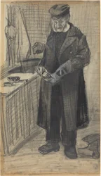 Mann, der einen Stiefel poliert, 1882