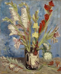 Vase mit Gladiolen und Astern