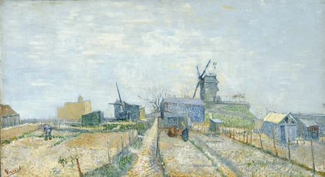 Gemüsegärten und die Moulin de Blute-Fin auf dem Montmartre