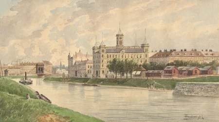 Die Weissgärber Lände in Wien mit dem Donau-Dampfschiffahrtsgebäude