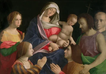 Madonna mit Kind und dem Heiligen Johannes dem Täufer, zwei Heiligen und Stiftern