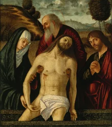 Die Klage, mit der Madonna und den Heiligen Joseph von Arimathäa und Johannes dem Evangelisten