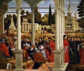 Der heilige Stephanus vor dem Hohenpriester und den Ältesten des Sanhedrin