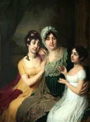 Porträt der Gräfin Anna Bezborodko mit ihren Töchtern Lyubov und Cleopatra, 1803