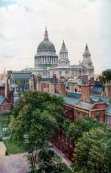 Blick vom Old Bailey auf die St. Pauls Kathedrale, London, um 1930er