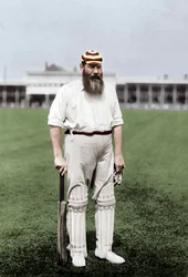 Dr. WG Grace, englischer Cricketspieler, spielt für den London County Cricket Club, ca. 1899