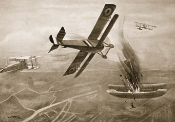 Luftkampf von Kapitän Hawker mit drei deutschen Flugzeugen