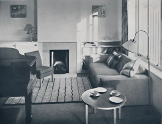 Elsa Booth - Wohnzimmer, das für einen großen Flügel geplant war, 1939
