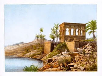 Ägyptischer Tempel am Nil, Ägypten, um 1870