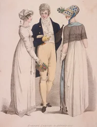 Zwei Frauen und ein Mann in Abendkleidung, 1808