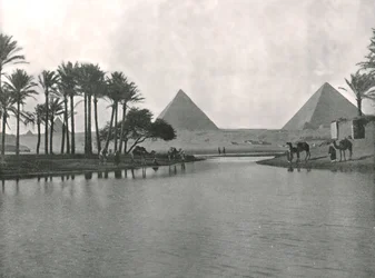 Die Pyramiden und der Nil, Gizeh, Ägypten, 1895