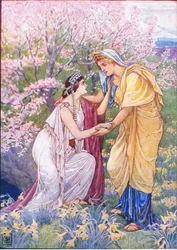 Demeter freute sich, denn ihre Tochter war an ihrer Seite, Illustration aus Die Geschichte Griechenlands, 1930er Jahre