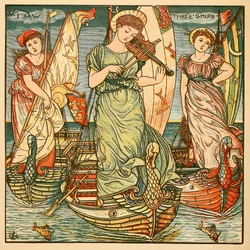 Ich sah drei Schiffe, aus Walter Cranes Malbuch, veröffentlicht 1889, Farblithografie, 1889