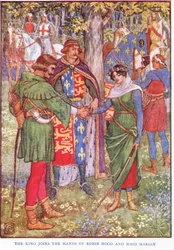 Der König verbindet die Hände von Robin Hood und Maid Marian, ca. 1920