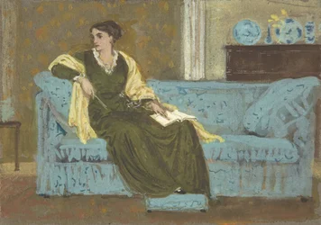 Frau auf einem Sofa sitzend, 1865-1915
