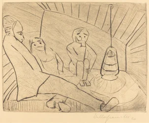 Drei Personen in einem Atelier