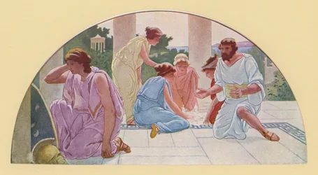 Achilles als Schulmädchen verkleidet, entdeckt von Odysseus