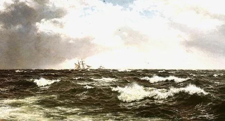 Meereslandschaft mit Schiffen im Kanal