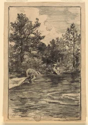 Fluss und Bäume, 1880-90