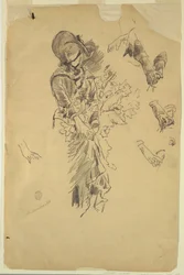 Studie einer Figur für "In den Bergen"