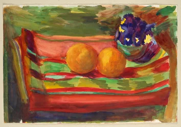 Stillleben mit Orangen und Blumen