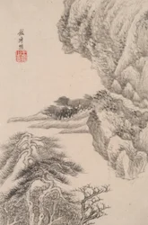 Landschaft im Stil verschiedener alter Meister: Landschaft nach Wang Meng (1308)