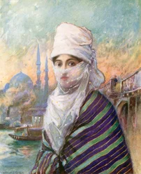 Eine türkische Dame in Outdoor-Kleidung