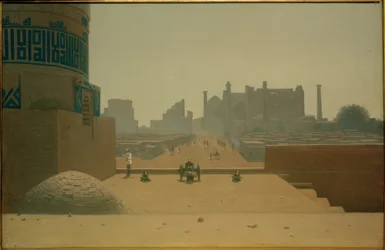 Hauptstraße in Samarkand von der Zitadelle am Morgen